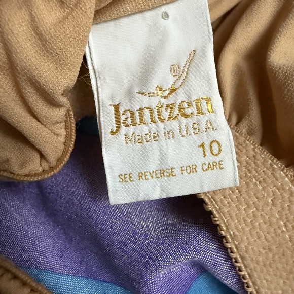 Vintage‎ 80s Jantzen Swimsuit Size 10 Halter Dress w/ Bottoms Strapless Stripes - Picture 2 of 9